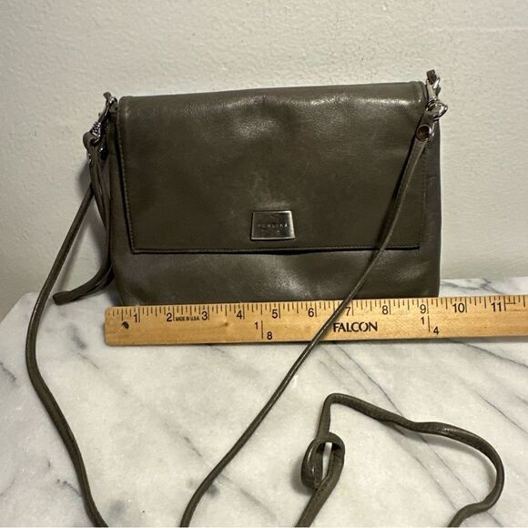 Perlina NY vintage crossbody gray buttery soft leather~ vintage - Picture 7 of 13